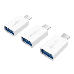 Aukey (CB-A1) Type-C On-The-Go USB 3.0 Host OTG Adapter White (3-Pack)