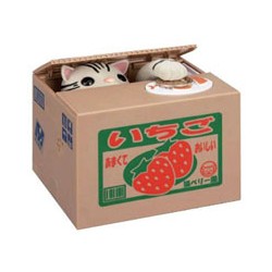 Itazura Bank Pet Coin Box (White Kitty Steals Money from a Fish Plate)