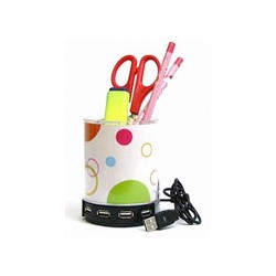 HUB11: USB Pen & Clip Holder + 4-Port USB 2.0 Hub with Speaker, LED Light & Photo Frame