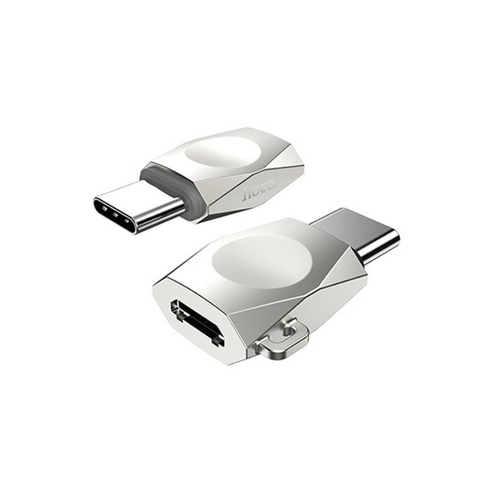 Hoco (UA8) microUSB to USB Type-C Adapter Silver (συμβατός για συγχρονισμό & φόρτιση)